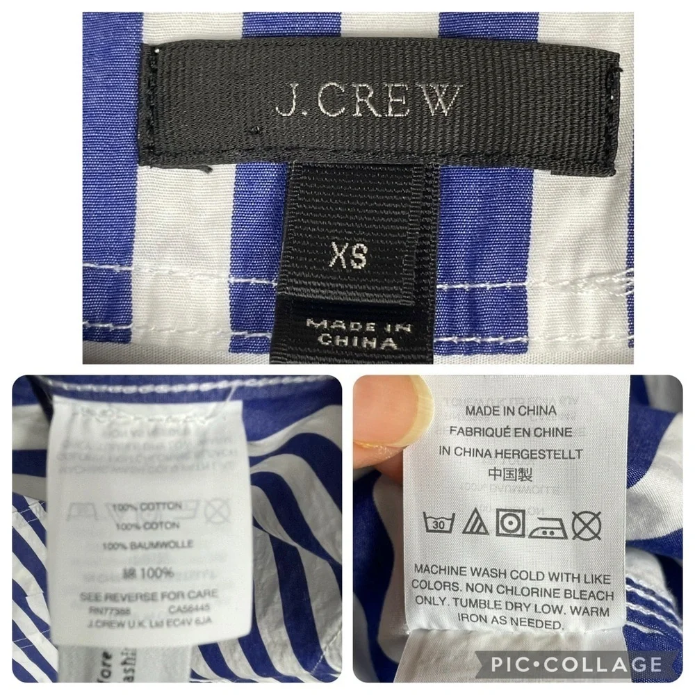 J. Crew Blue & White Striped Classic Preppy Nautical Summer Pop Over Tunic - XS